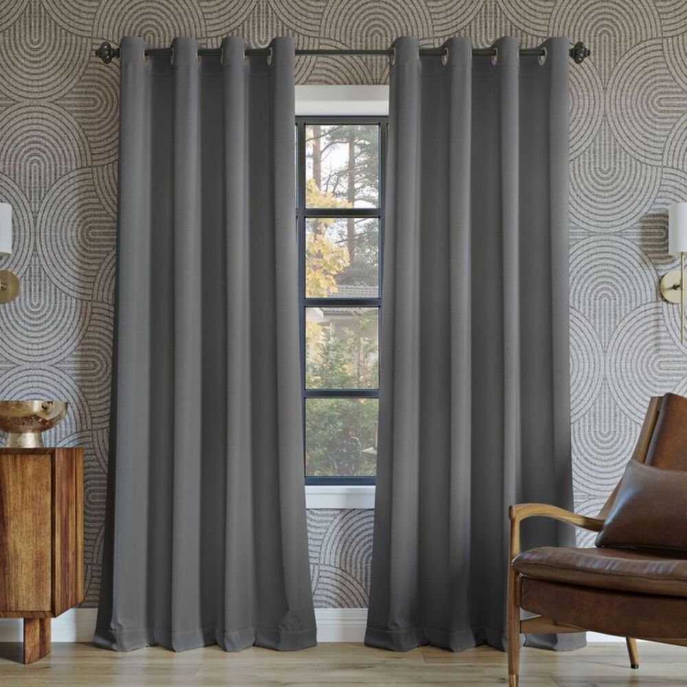 52"x84" Sun Zero 100% Blackout Oslo Theater Grade Grommet Curtain Panel Gray